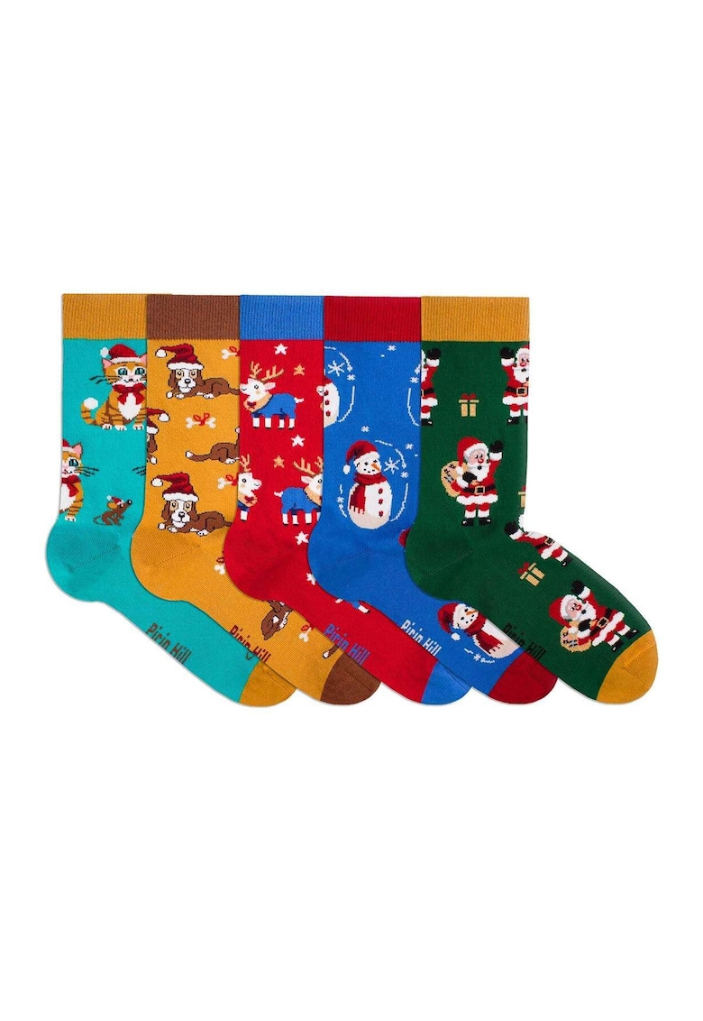 Set 5 perechi de sosete bumbac organic de craciun Colour Cotton Wintertime