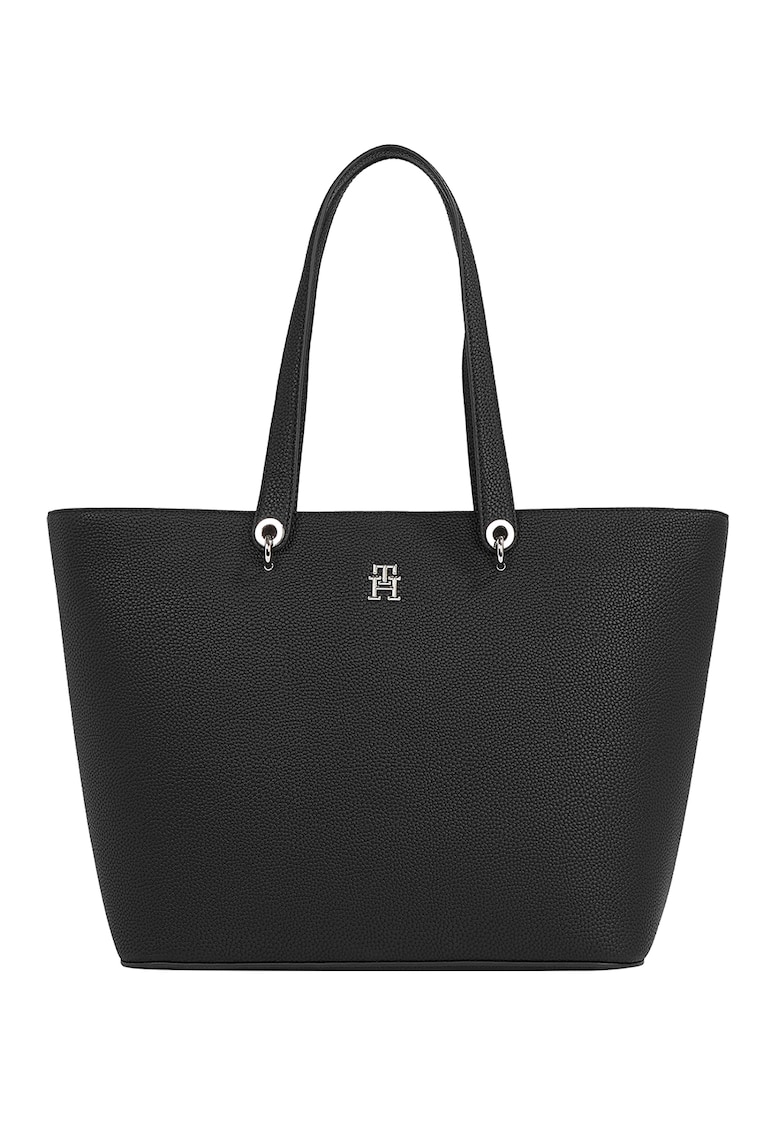 Geanta shopper de piele ecologica Emblem - Negru