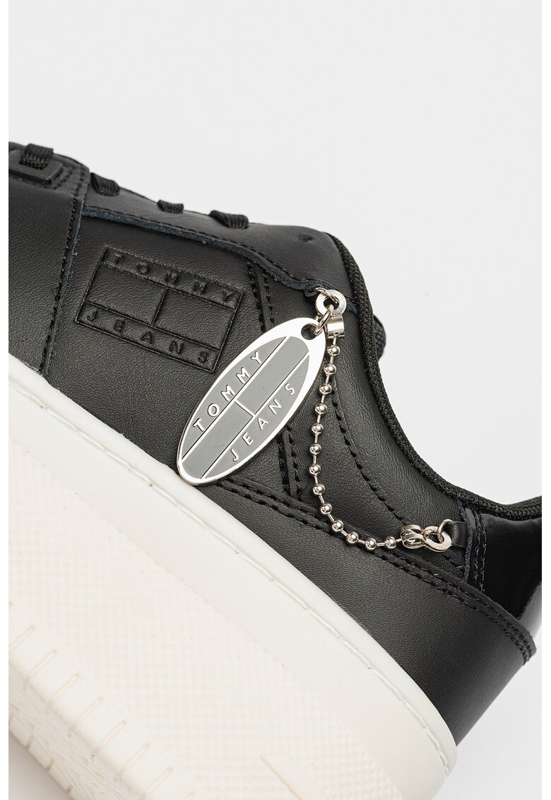 Pantofi sport wedge de piele cu detalii perforate