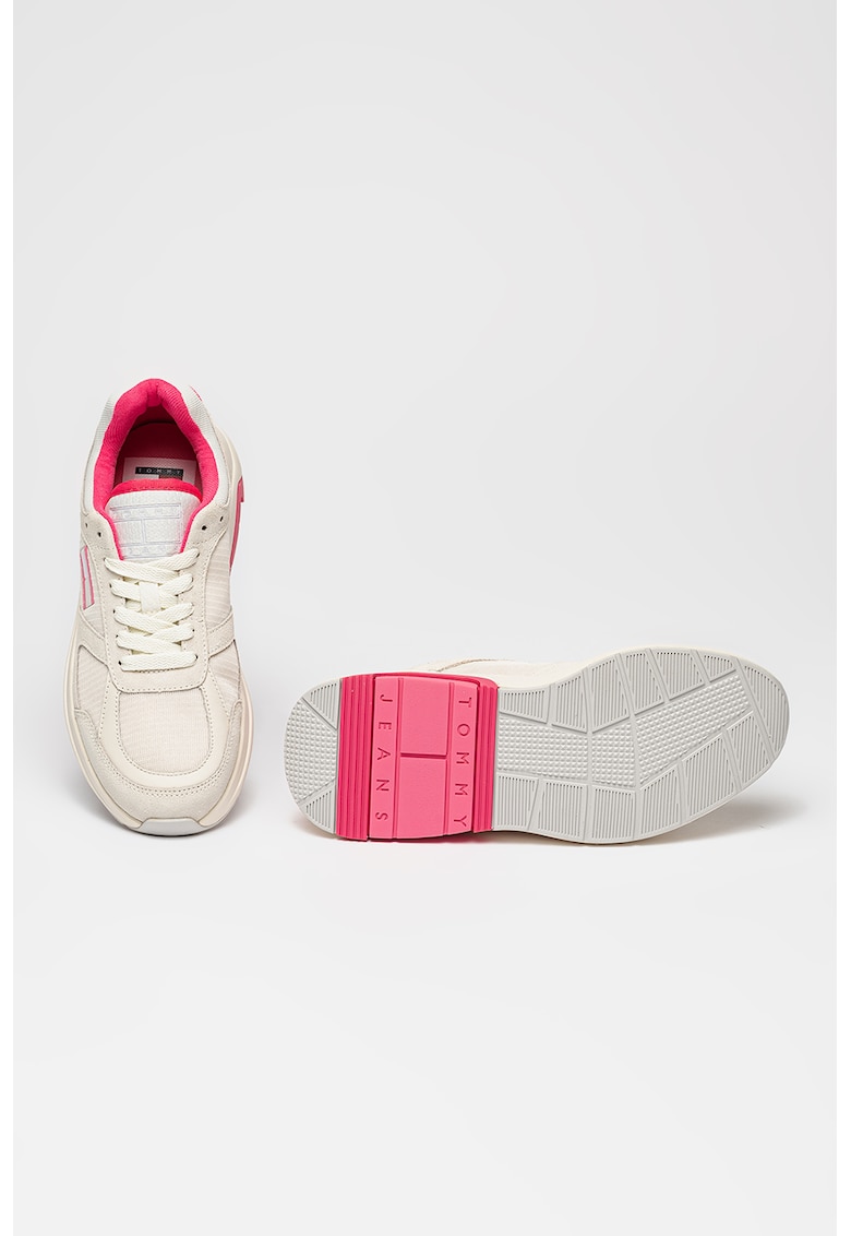 Pantofi sport de piele intoarsa cu detalii contrastante