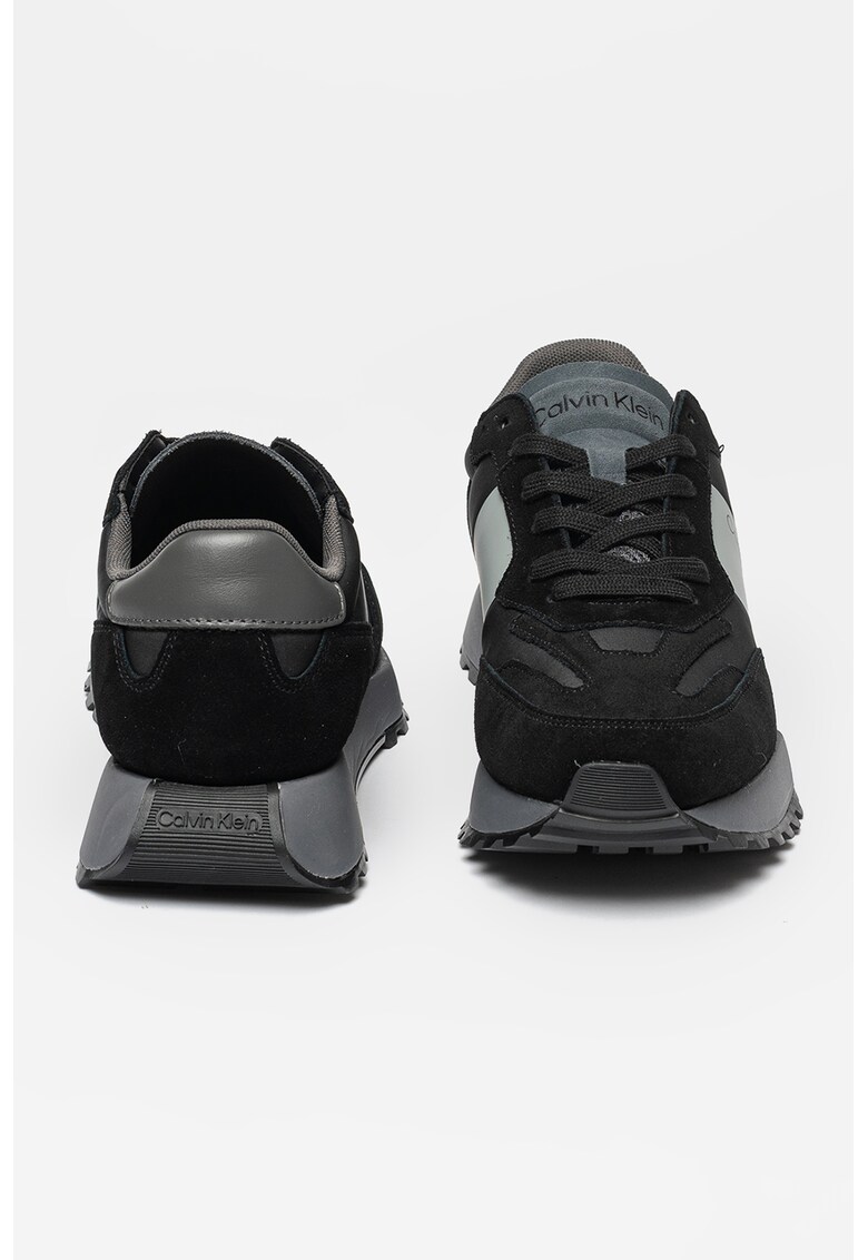 Pantofi sport low-cut cu garnituri de piele intoarsa