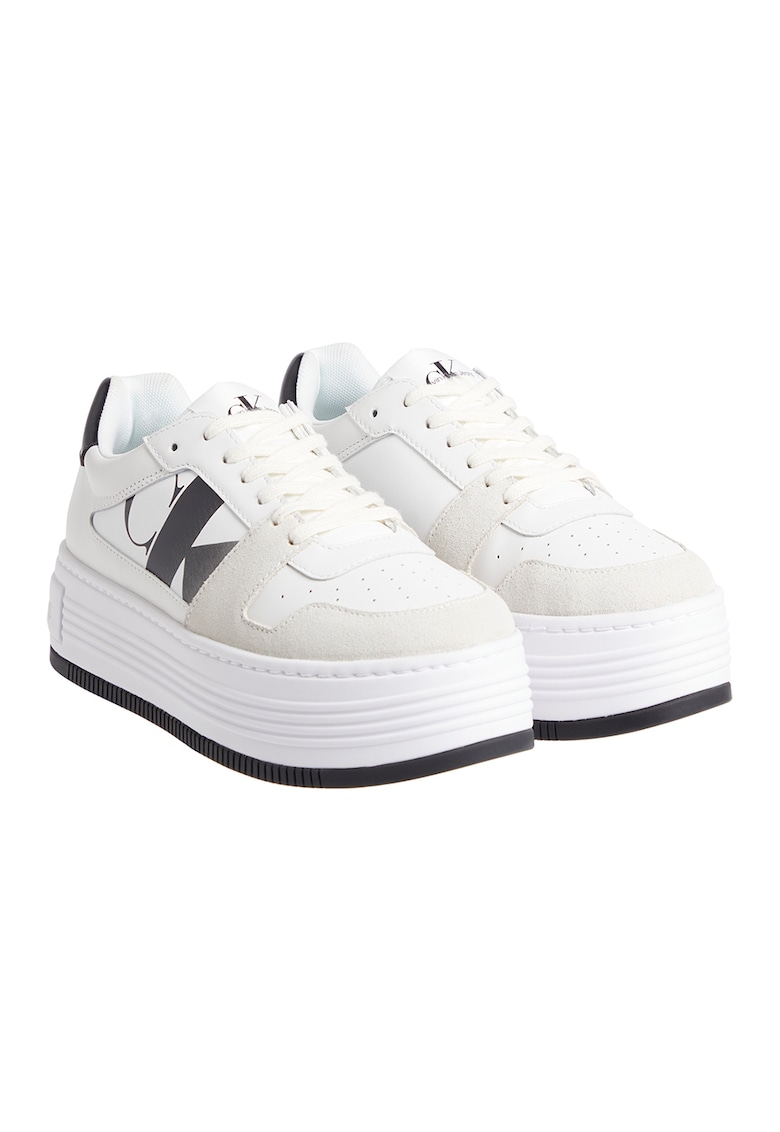 Pantofi sport flatform din piele si piele intoarsa