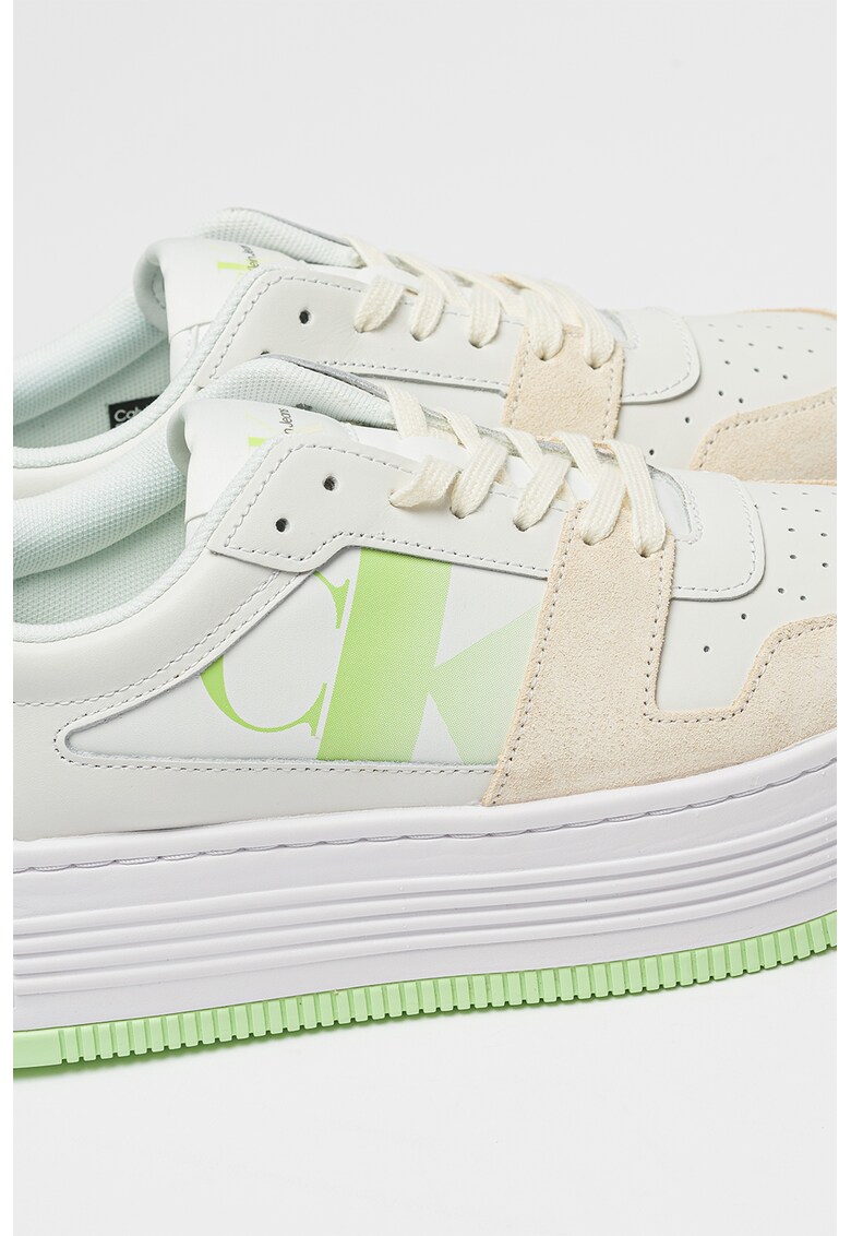 Pantofi sport flatform din piele si piele intoarsa
