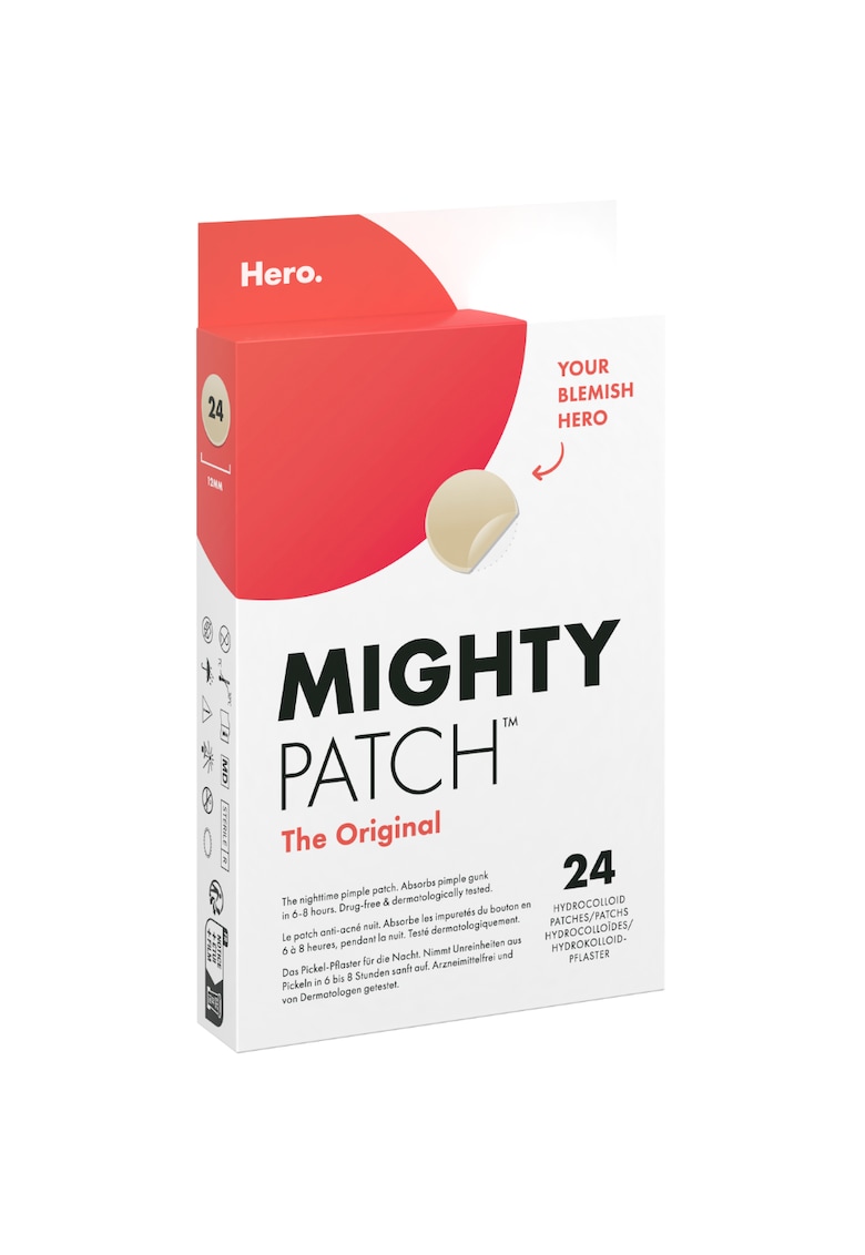 Plasturi hidrocoloidali anti acnee Hero Mighty Patch The Original pentru tratarea cosurilor cu puncte albe - 24 bucati