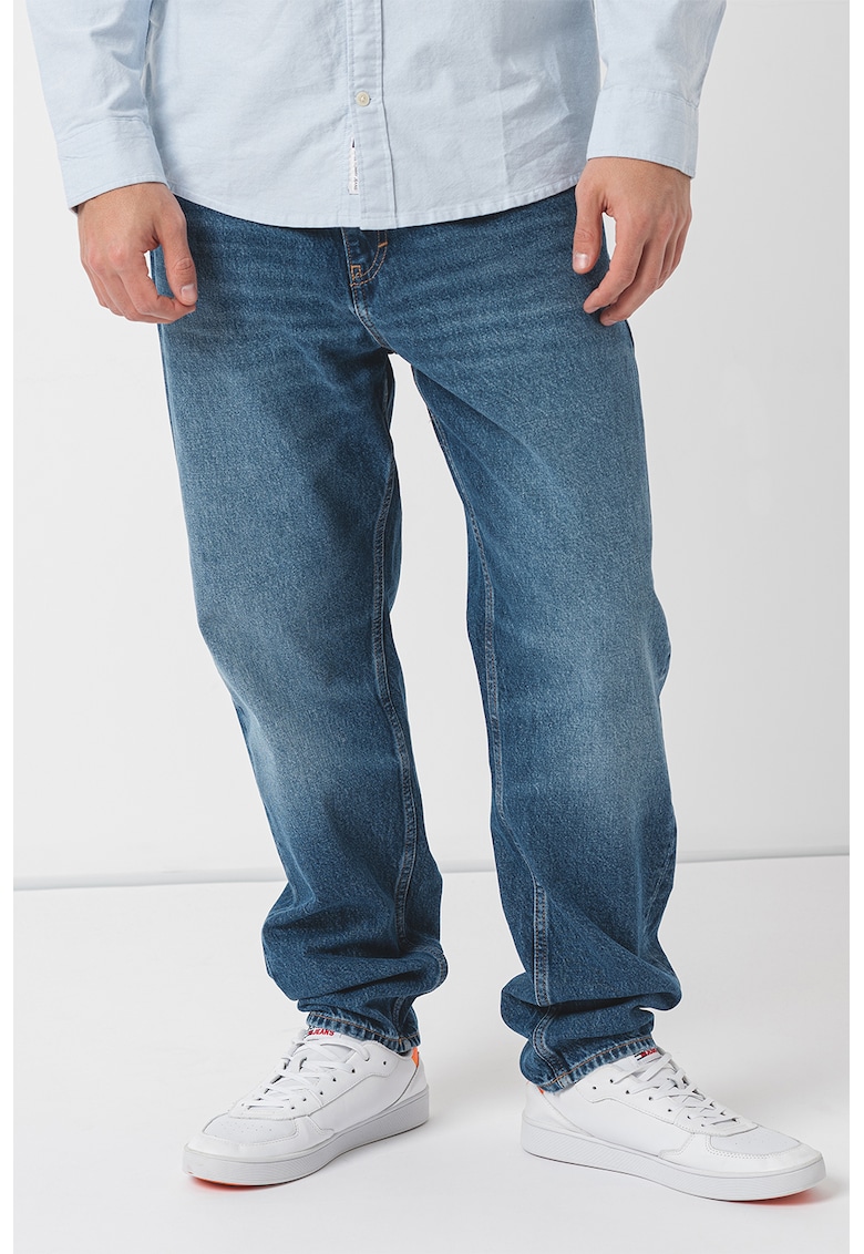 Blugi relaxed fit cu aspect decolorat Isaac