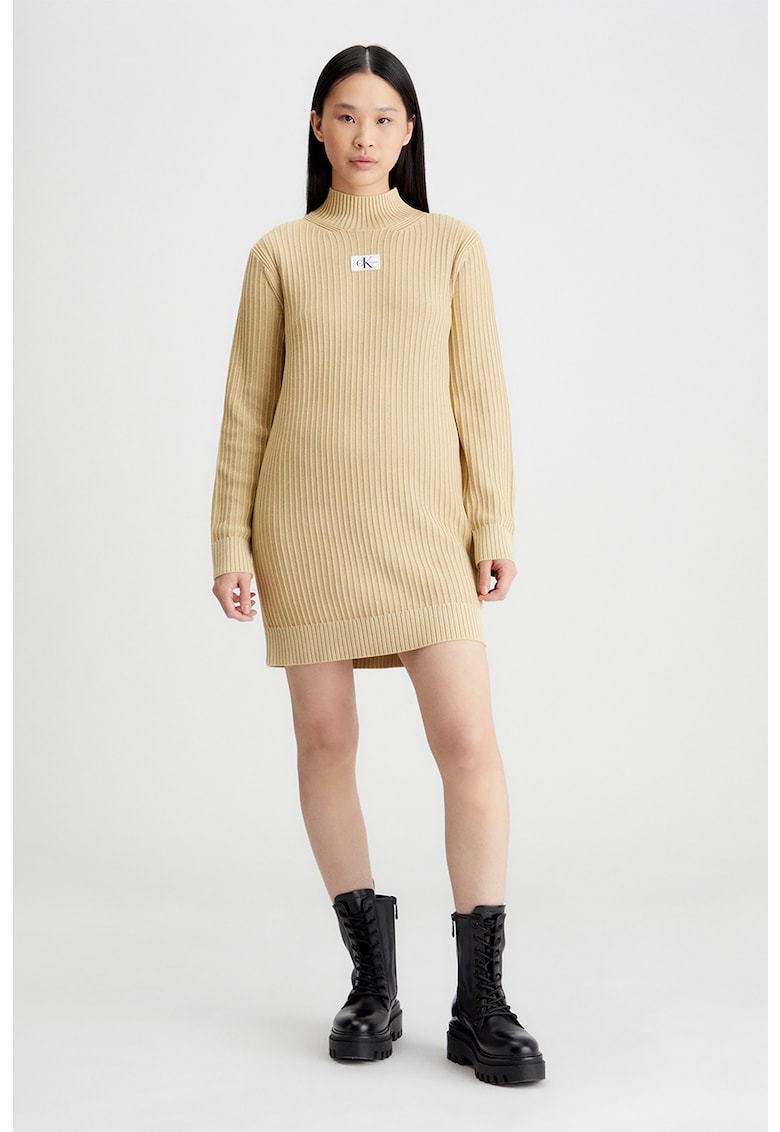 Rochie-pulover cu aspect striat