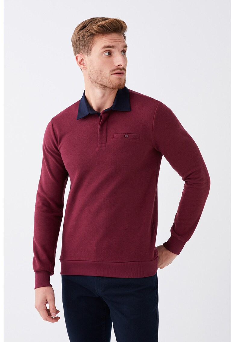 Bluza polo cu buzunar pe piept