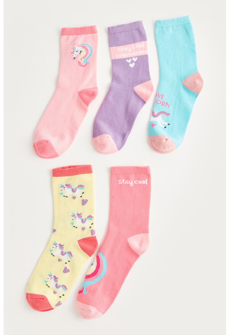 Set de sosete lungi cu imprimeu - 5 perechi
