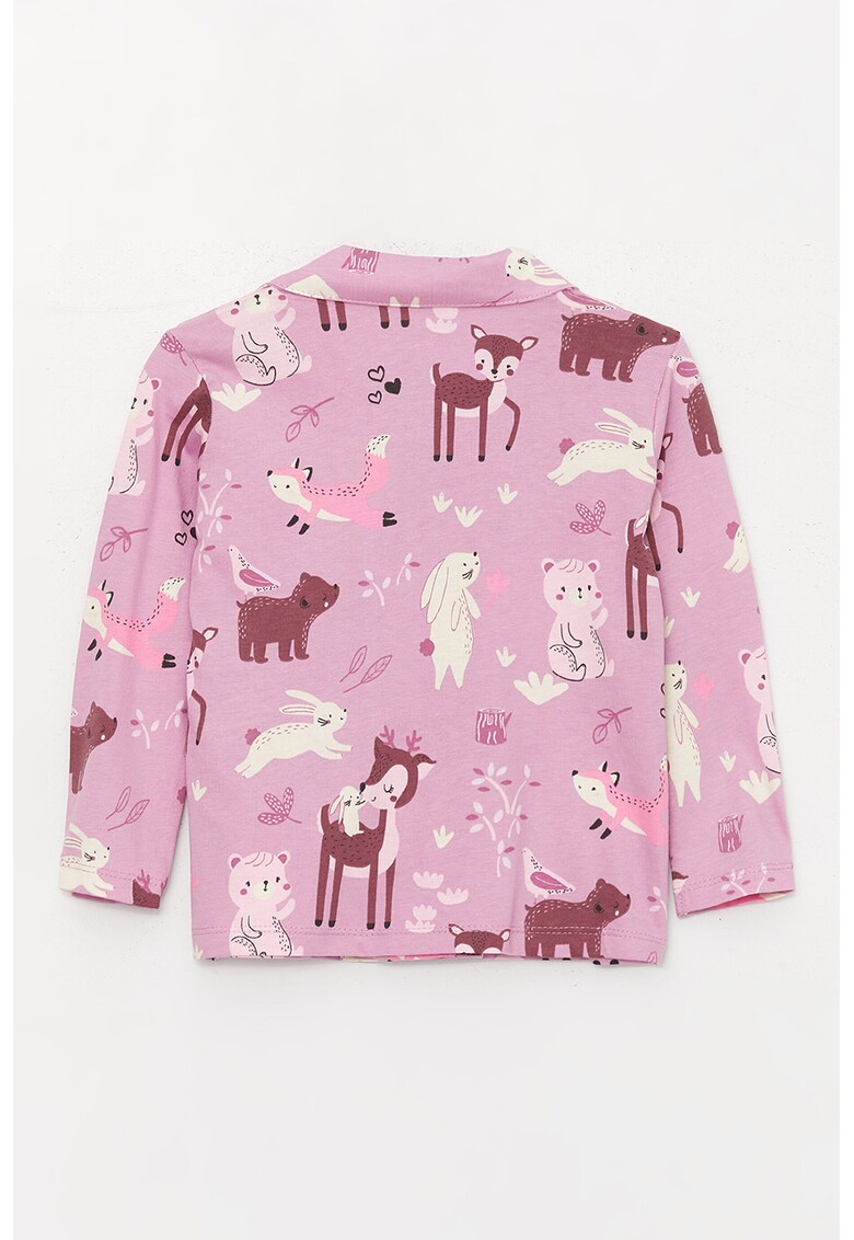Pijama din bumbac cu pantaloni lungi si model grafic
