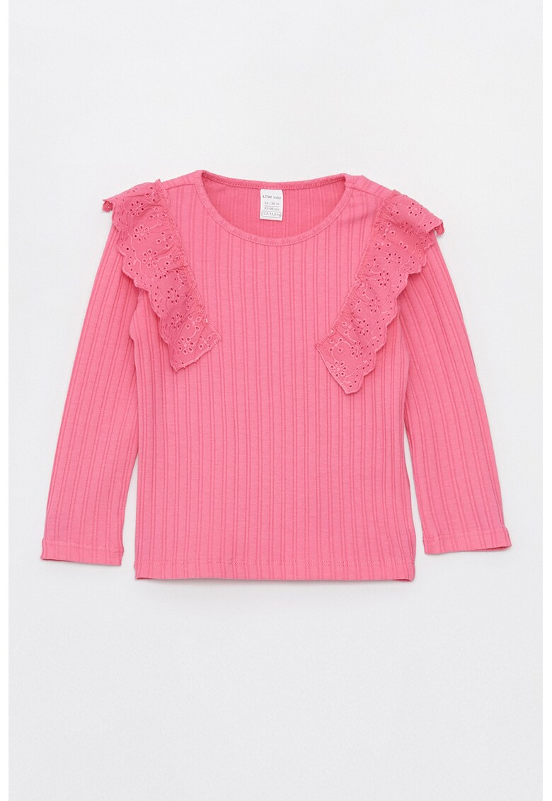 Bluza striata cu detalii din dantela San Gallo