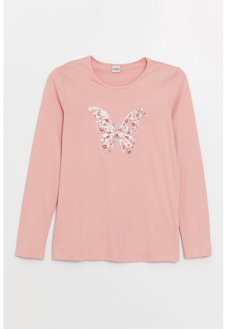 Bluza din jerseu de bumbac cu motive fluture