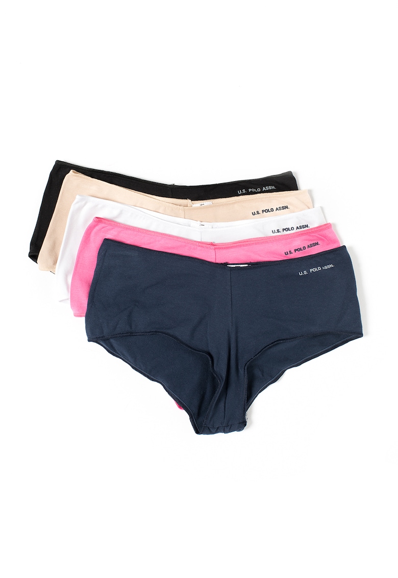 Set de chiloti hipster - 5 perechi - Alb/Negru/Bleumarin