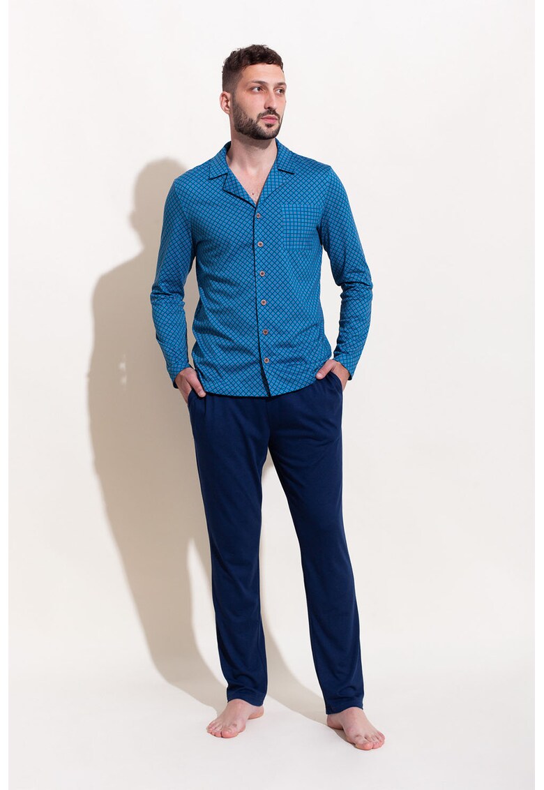 Pijama din bumbac si modal cu pantaloni lungi Garet