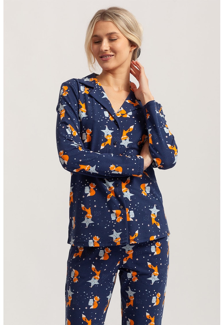 Pijama lunga cu imprimeu grafic Larisa