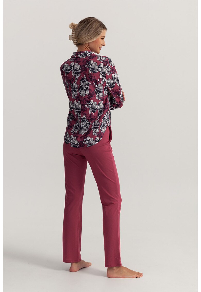 Pijama cu model floral si revere Karolina