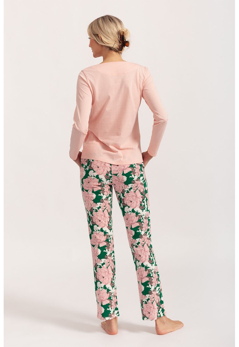 Pijama din bumbac cu fenta cu nasturi Lori