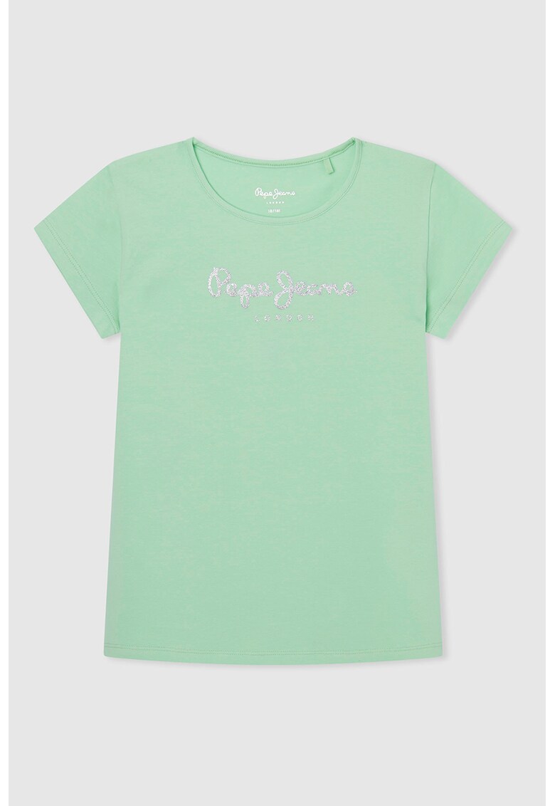 Tricou cu imprimeu logo stralucitor