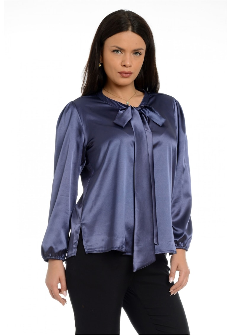 888144261-Bluza Dama cu Funda Ampla - Satin Gri