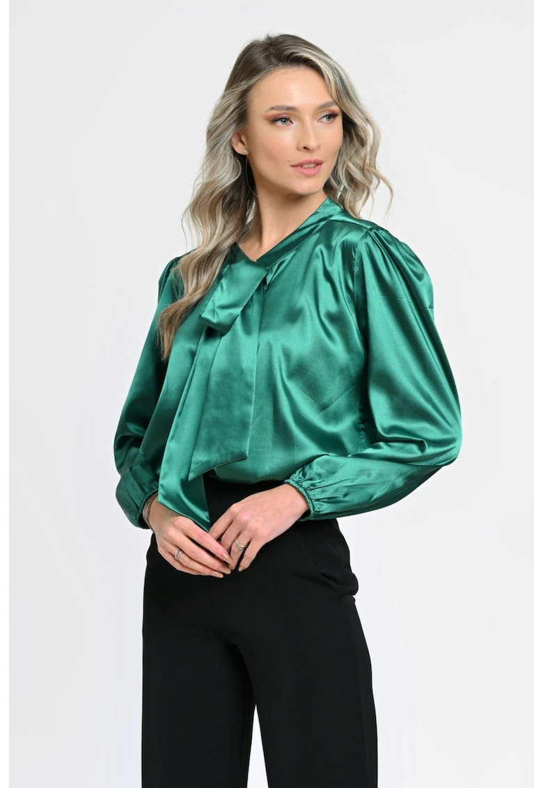 888144265-Bluza Dama cu Funda Ampla - Verde Satin