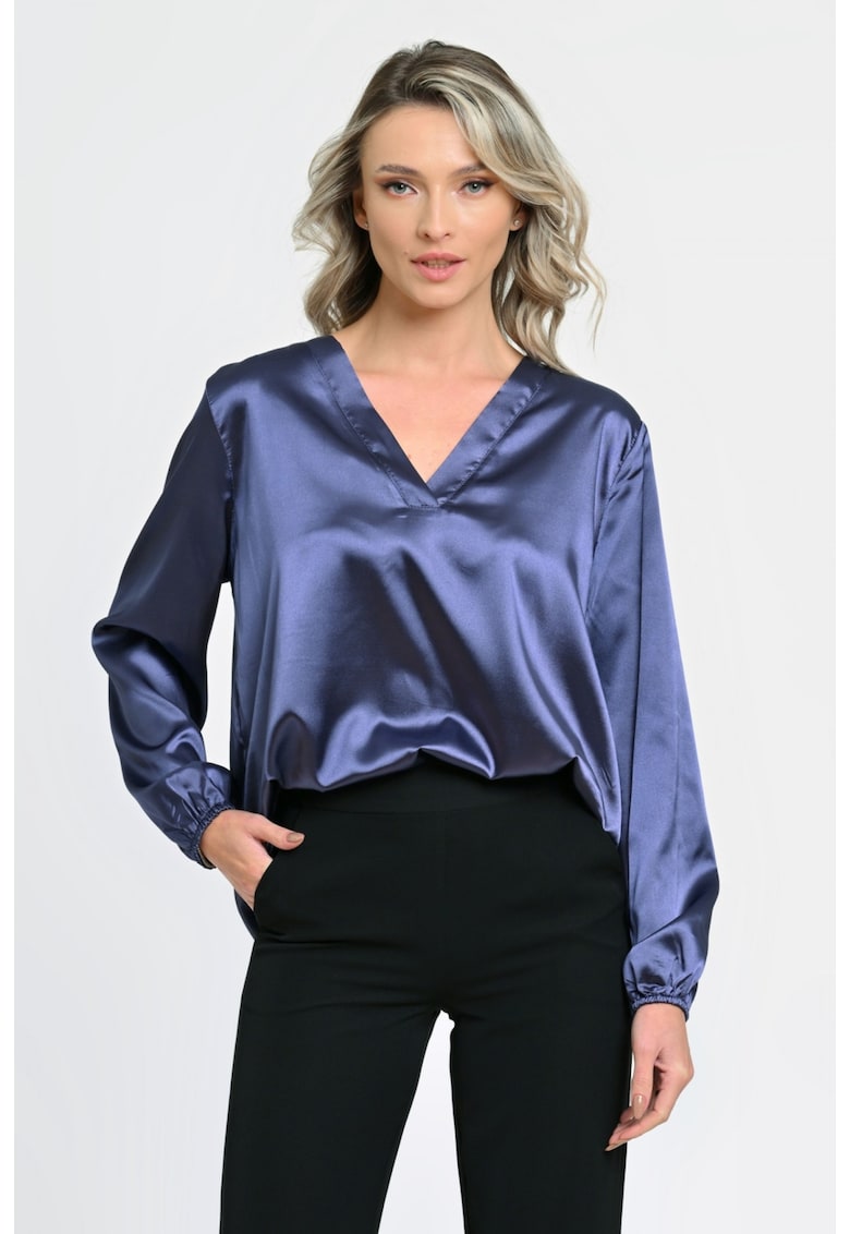 Bluza dama - V258 - cu panglica - Indigo Satin