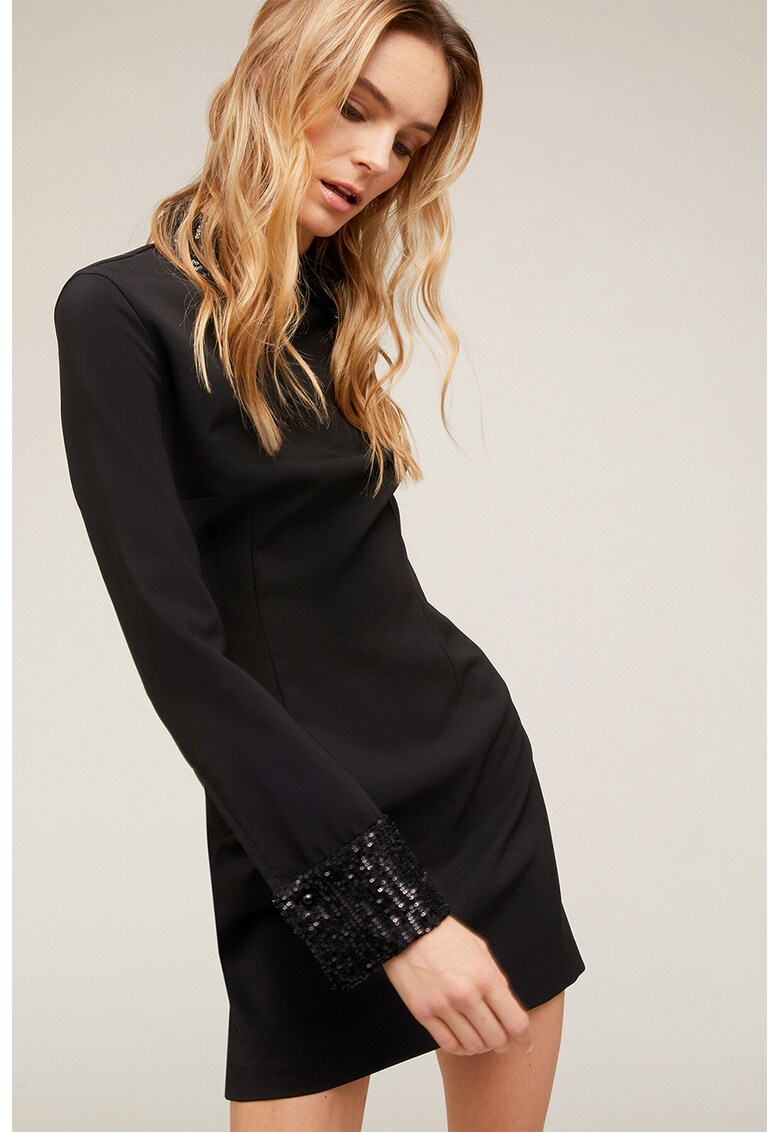 Rochie sheath mini cu garnituri cu paiete