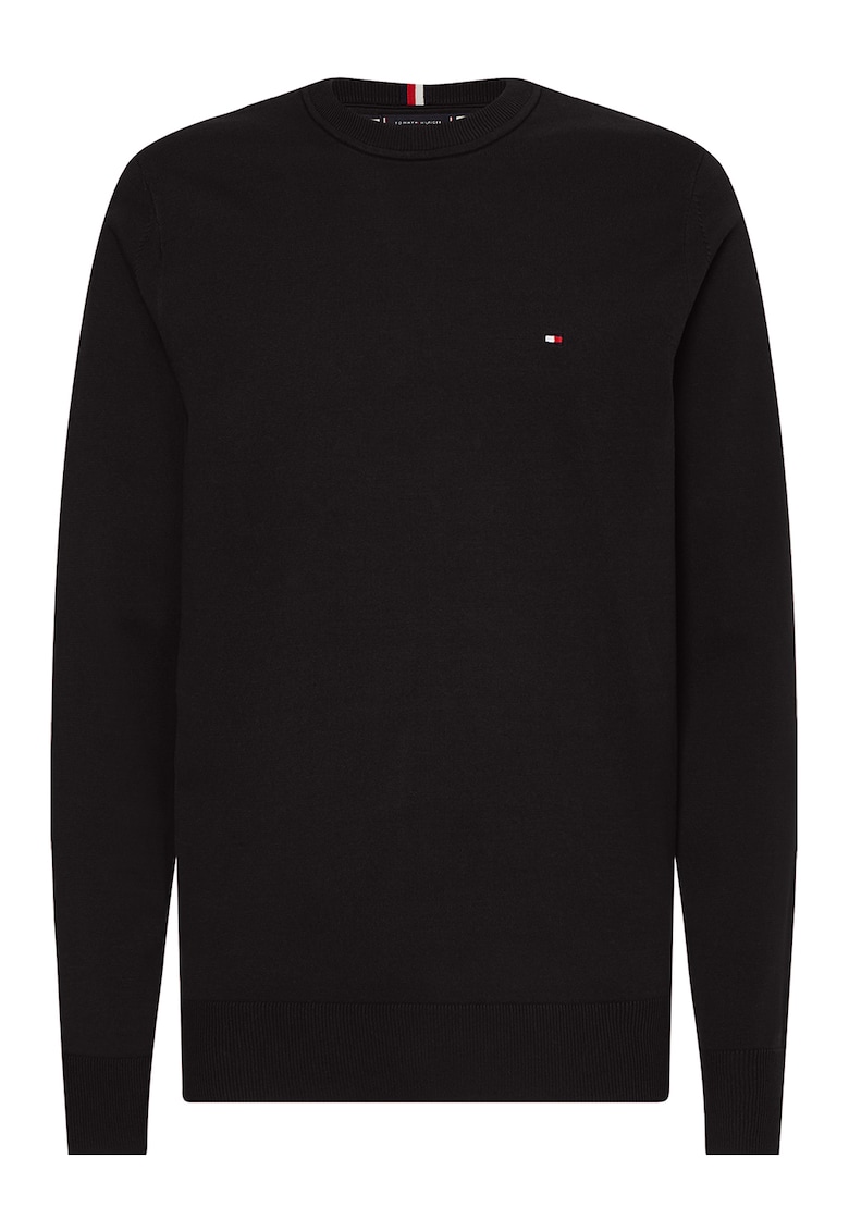 Pulover din bumbac organic cu decolteu la baza gatului