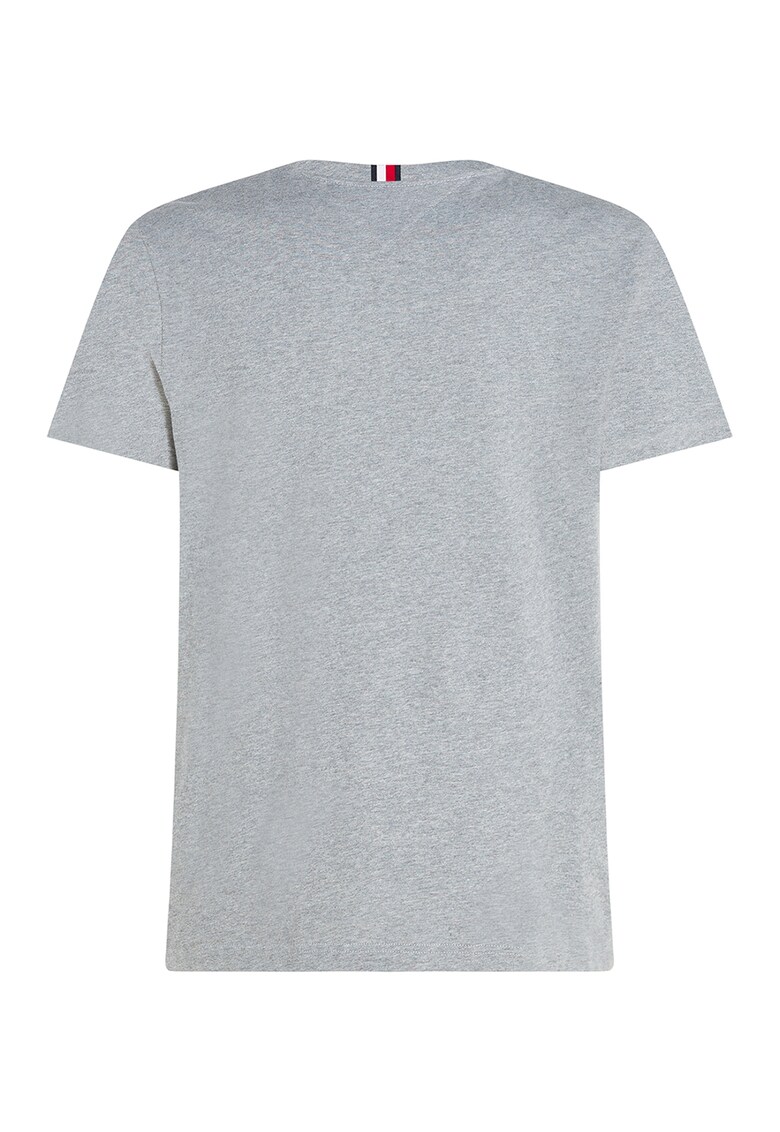 Tricou cu decolteu la baza gatului si logo brodat