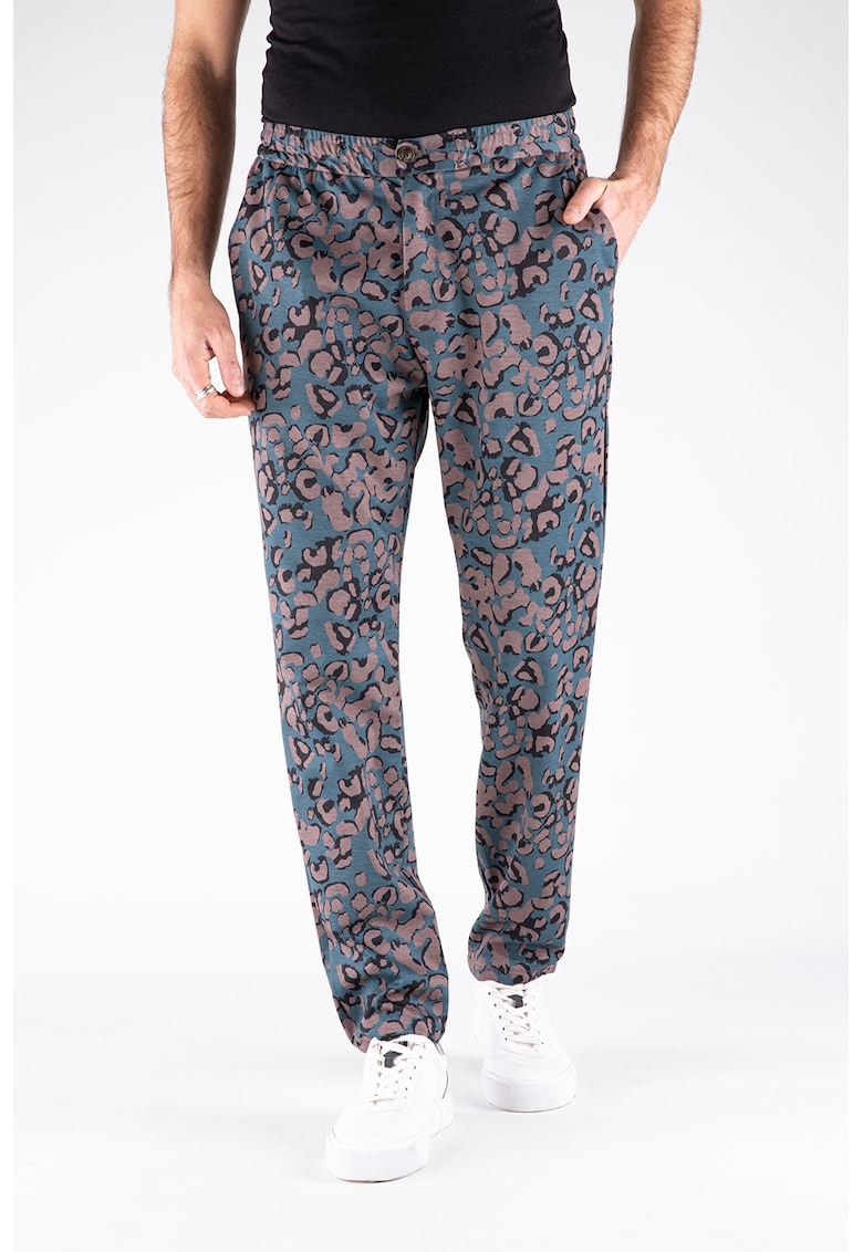 Pantaloni drepti cu animal print