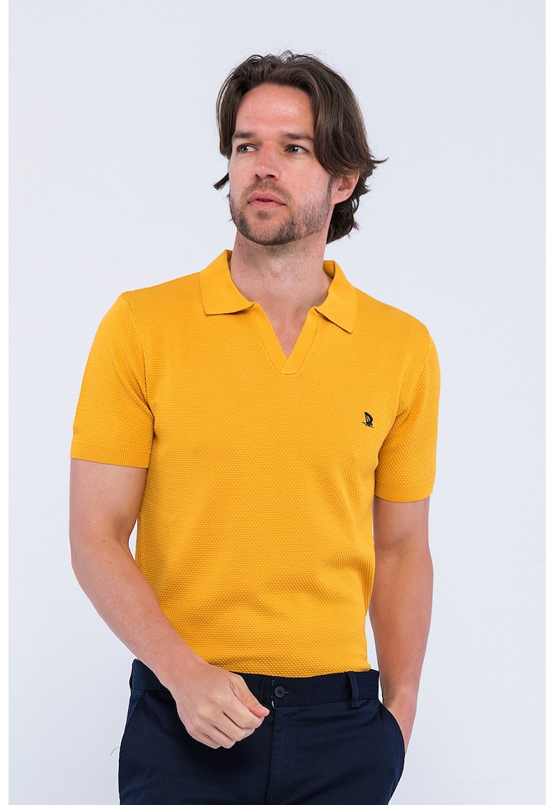 Tricou polo cu aspect texturat