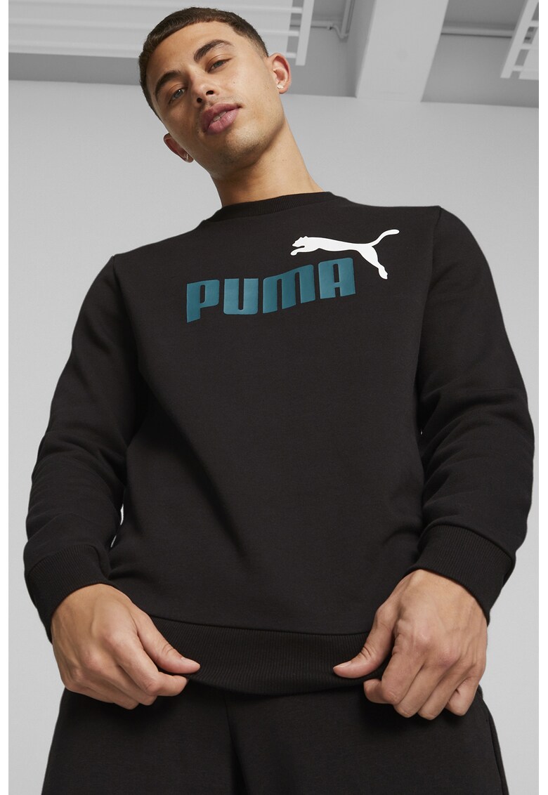 Bluza de trening cu decolteu la baza gatului si imprimeu logo Essentials