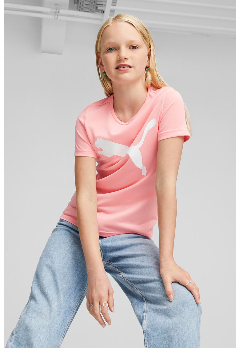 Tricou cu decolteu la baza gatului si logo Active