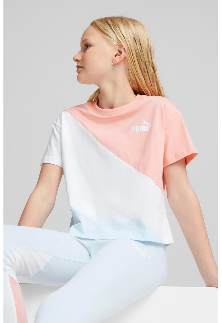 Tricou cu model colorblock si logo
