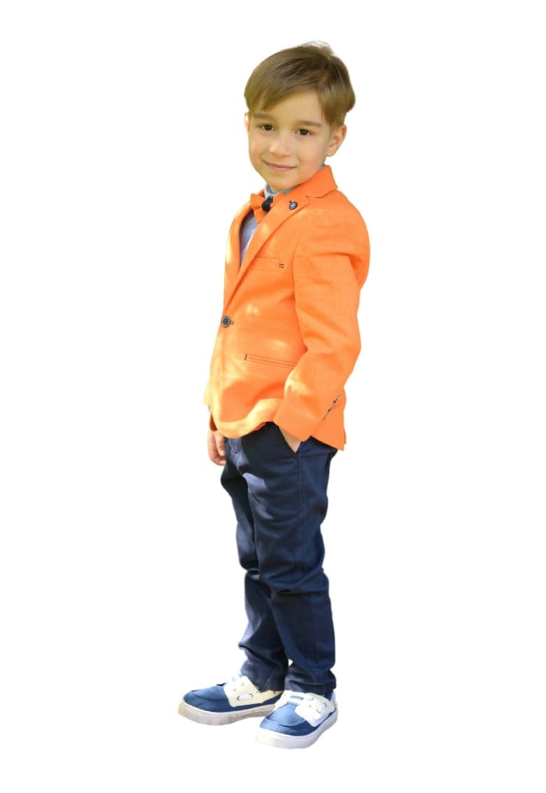 Costum elegant - baieti - 4 Piese - MS-2410 - Portocaliu