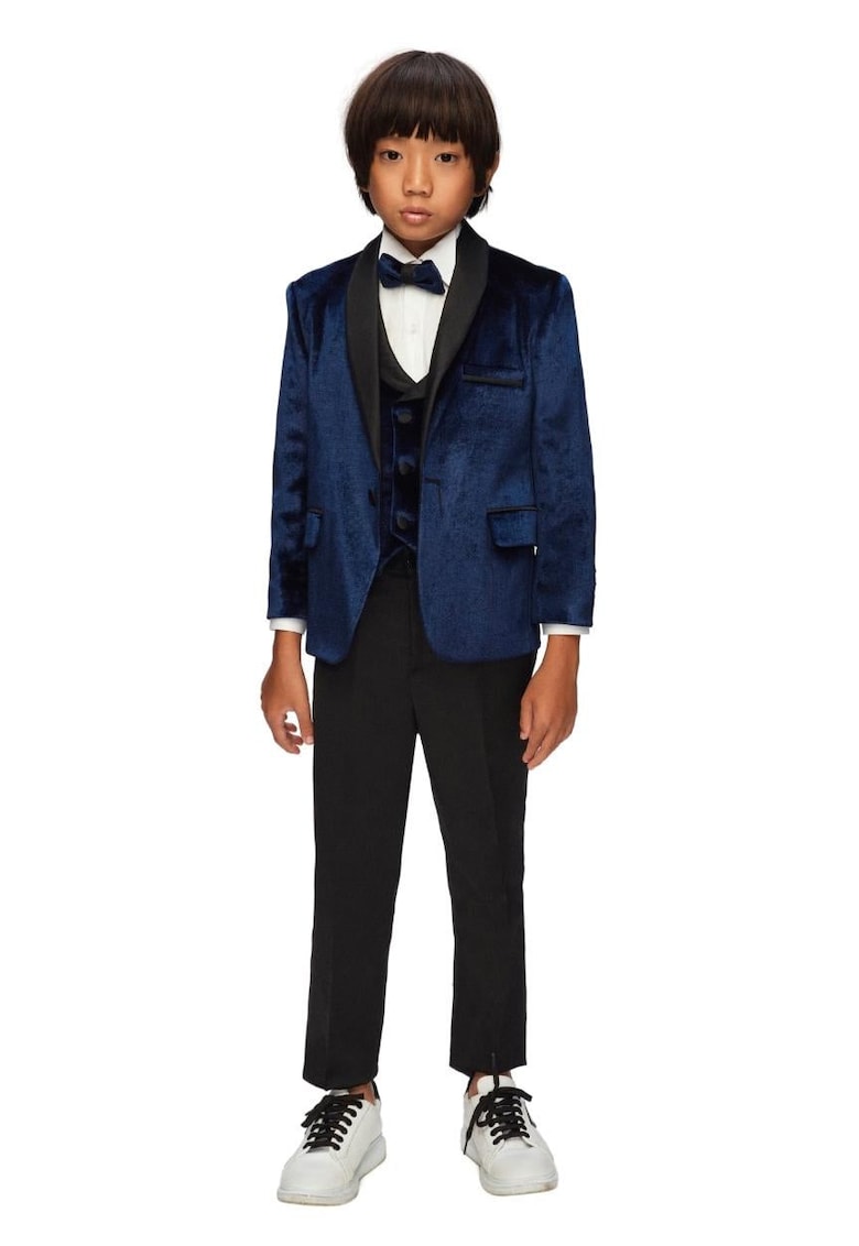 Costum baieti - Elegant - din Catifea - 5 Piese - MC-6042 - Albastru