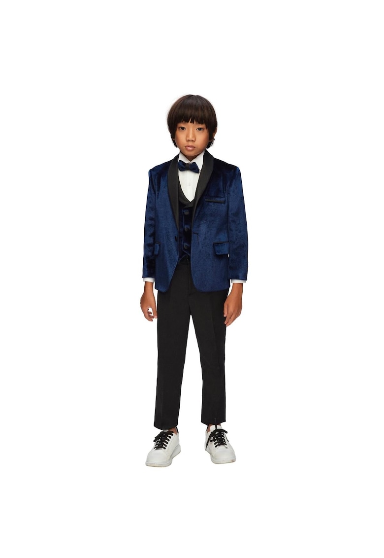 Costum baieti -  Elegant - din Catifea - 5 Piese - MC-6042 - Albastru -