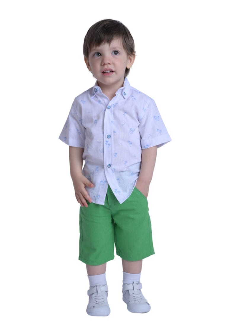 Compleu - pentru baieti - cu pantaloni scurti - 2 Piese - MK-7020 - Verde