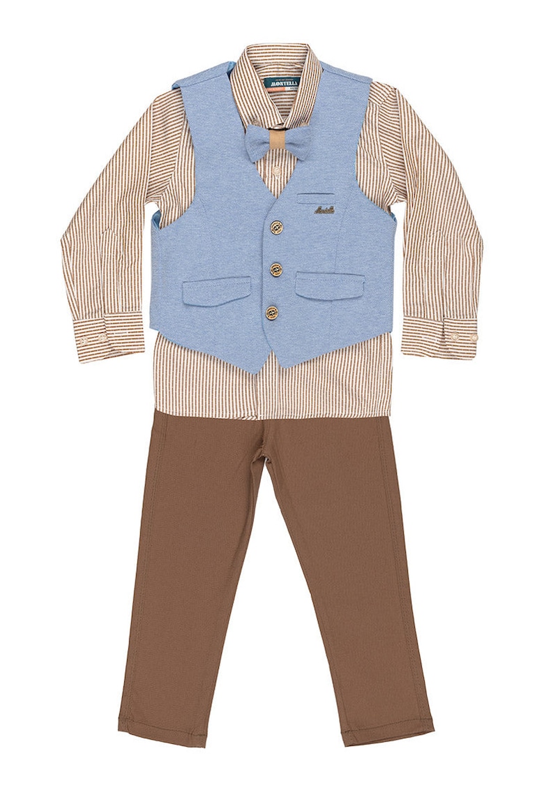 Costum elegant - baieti - cu Vesta - 4 Piese - MY-5106 - Maro
