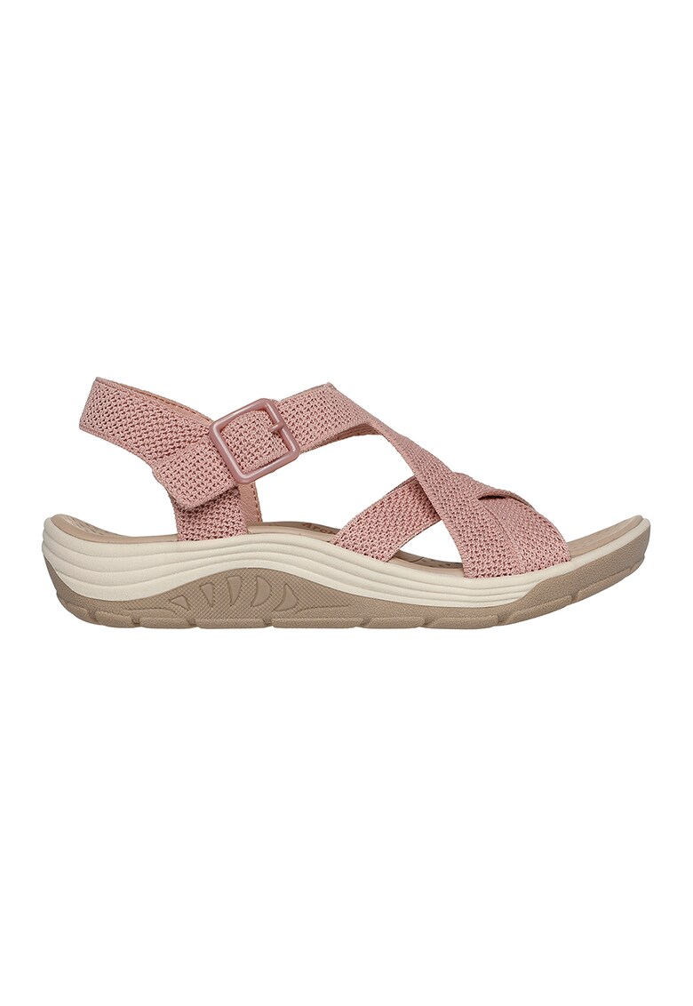 Sandale wedge cu catarame - Roz prafuit