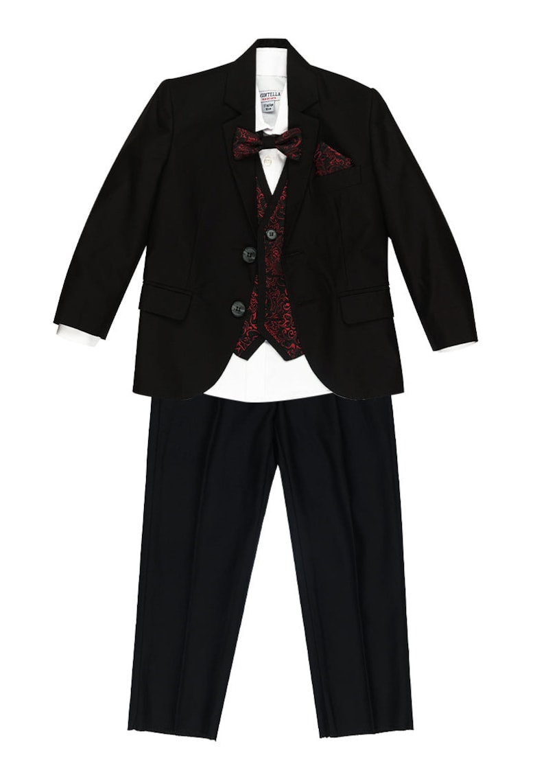 Costum elegant baieti - 5 Piese - MC-6011 - Rosu Negru