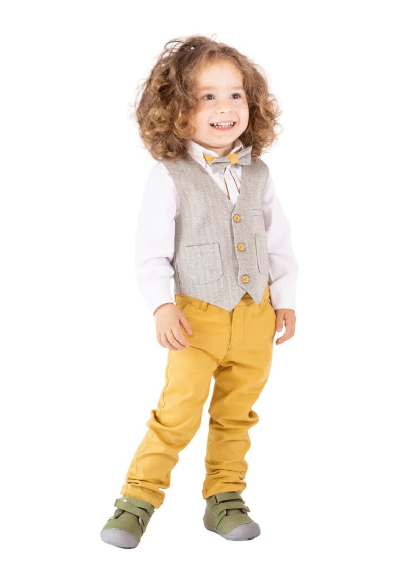 Costum elegant baieti - 4 piese - cu vesta - MY-5128 - Verde