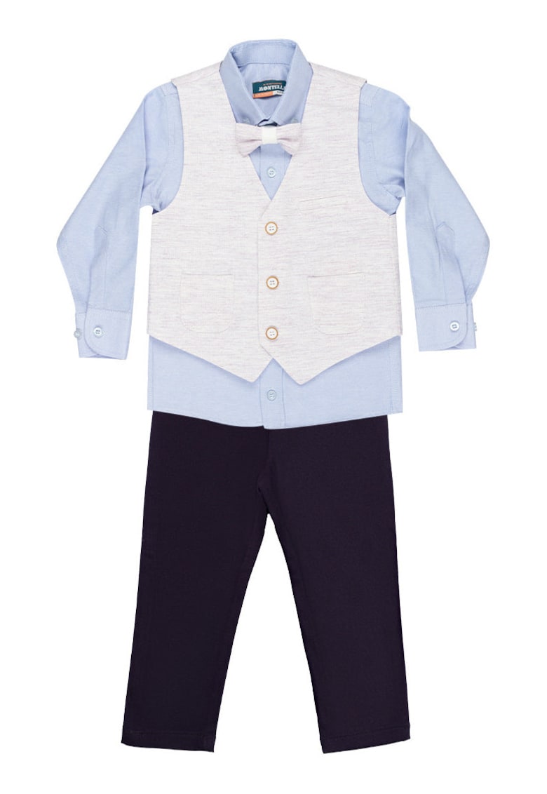 Costum elegant baieti - 4 piese - cu vesta - MY-5131 - Lila