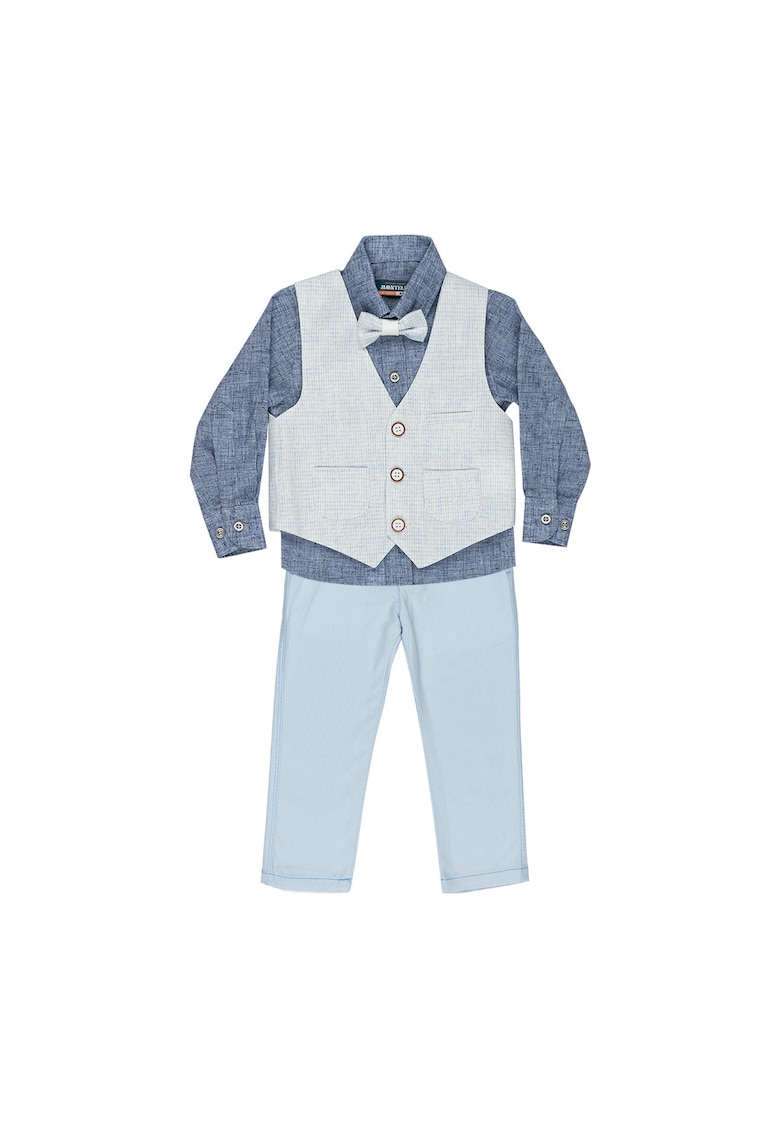 Costum elegant baieti - 4 piese - cu vesta - MY-5127 - Albastru deschis