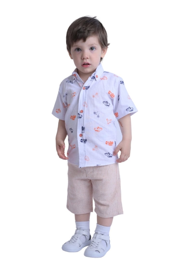Compleu - pentru baieti - cu pantaloni scurti - 2 Piese - MK-7020 - Portocaliu