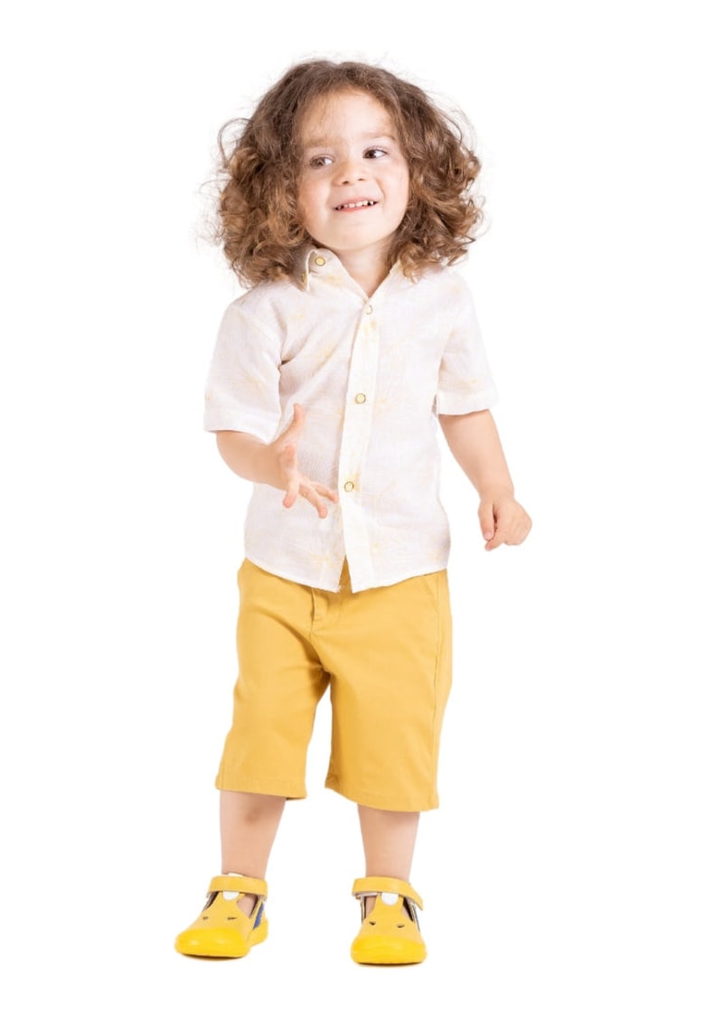 Compleu - pentru baieti - cu pantaloni scurti - 2 Piese - MK-7014 - Galben