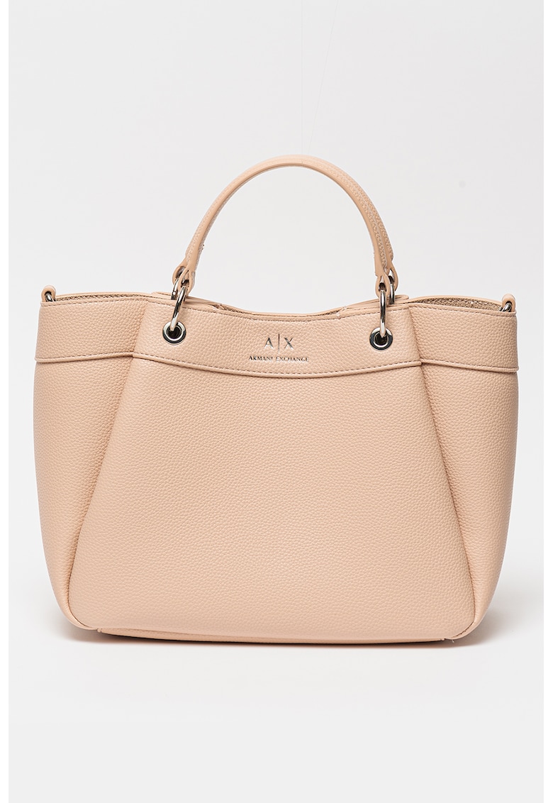 Armani Exchange Geanta shopper cu bareta din material textil - Bej deschis