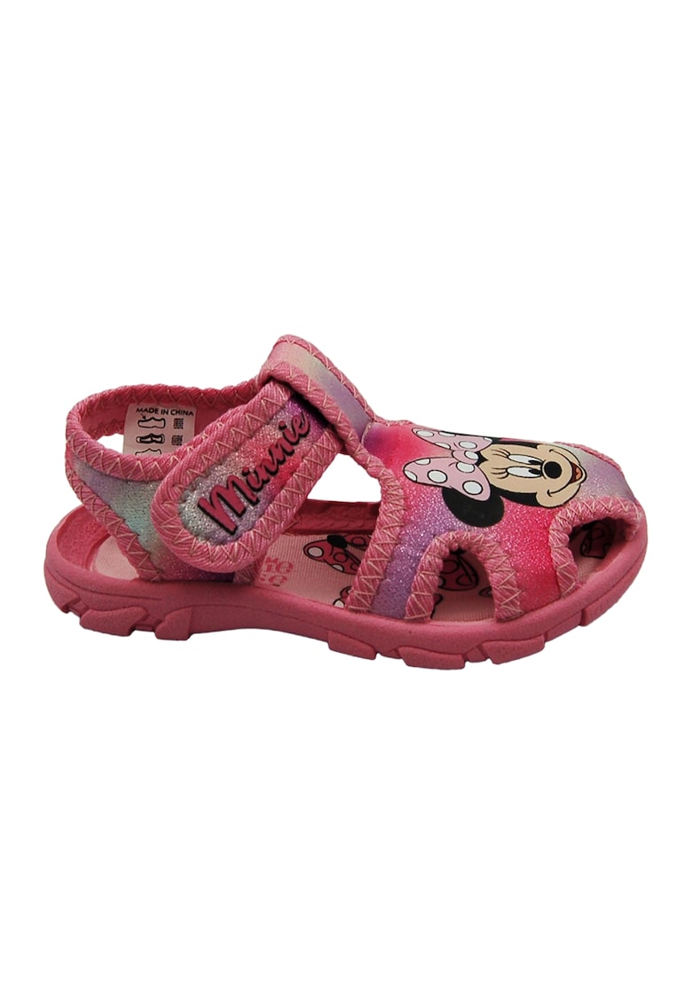 Sandale cu imprimeu Minnie Mouse si velcro