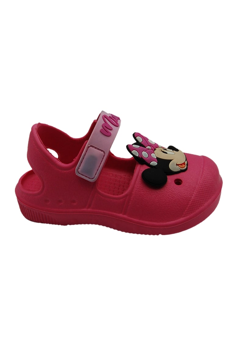 Sandale cu velcro si aplicatie Minnie Mouse