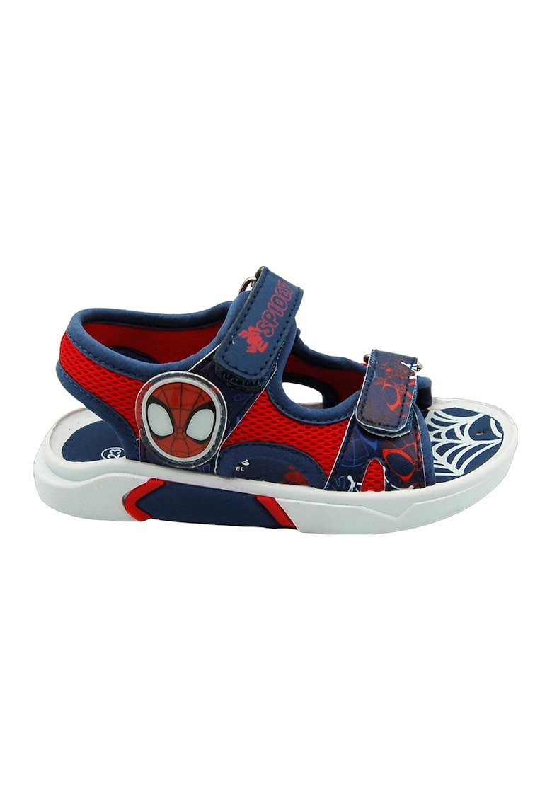 Sandale cu velcro si imprimeu Spiderman