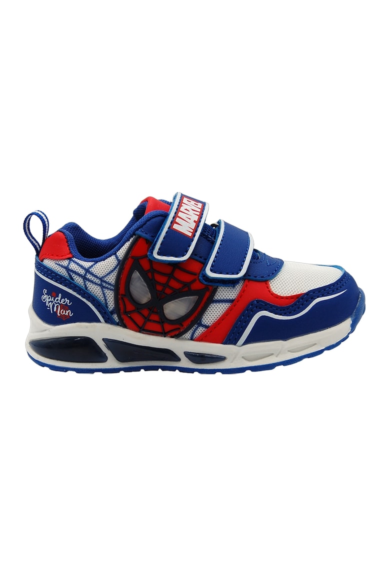 Pantofi sport cu velcro si model Spiderman