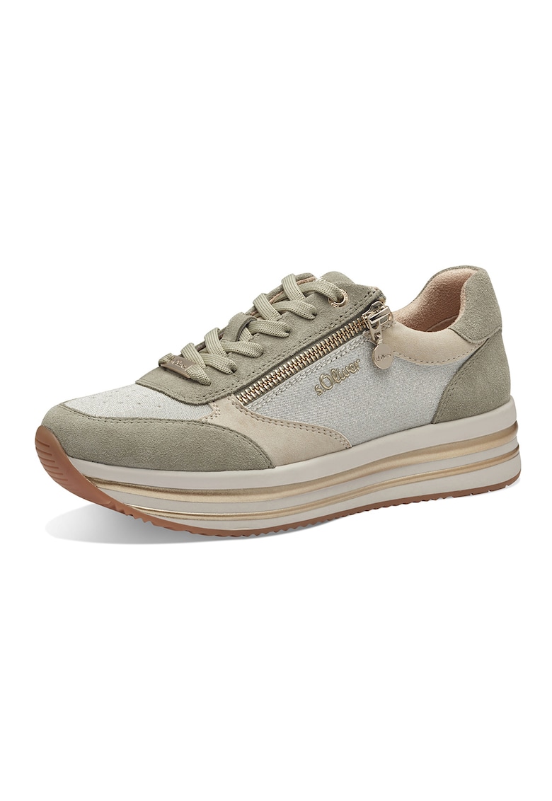 Pantofi sport din piele ecologica cu fermoar
